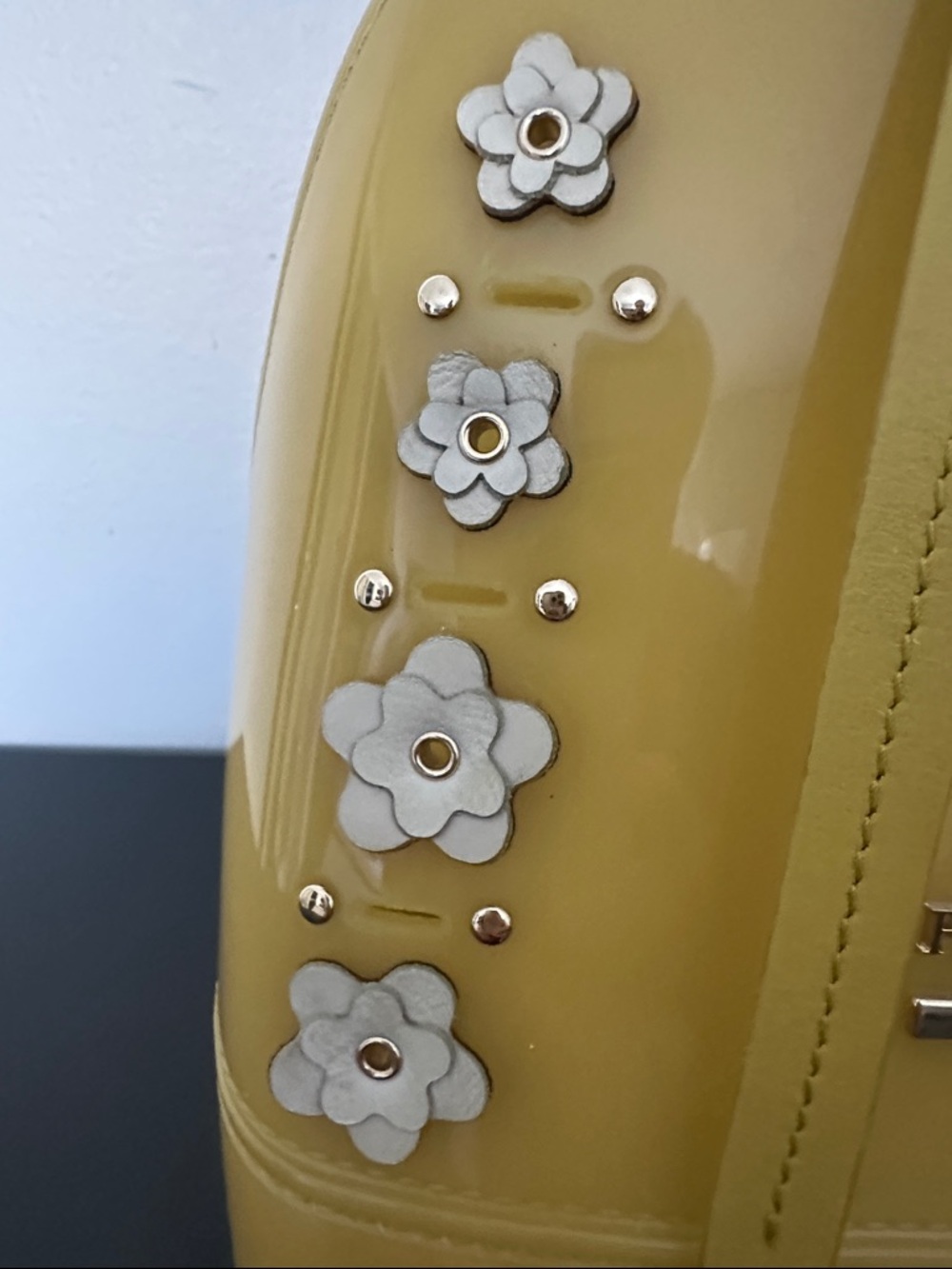 Furla Yellow Jelly Mini Backpack with Floral Studs - Picture 3 of 9